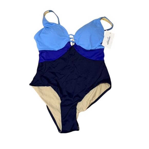 Swimsuits for All Women's Colorblock V-Neck One Piece Swimsuit - Size 10 - NWT - Picture 2 of 4